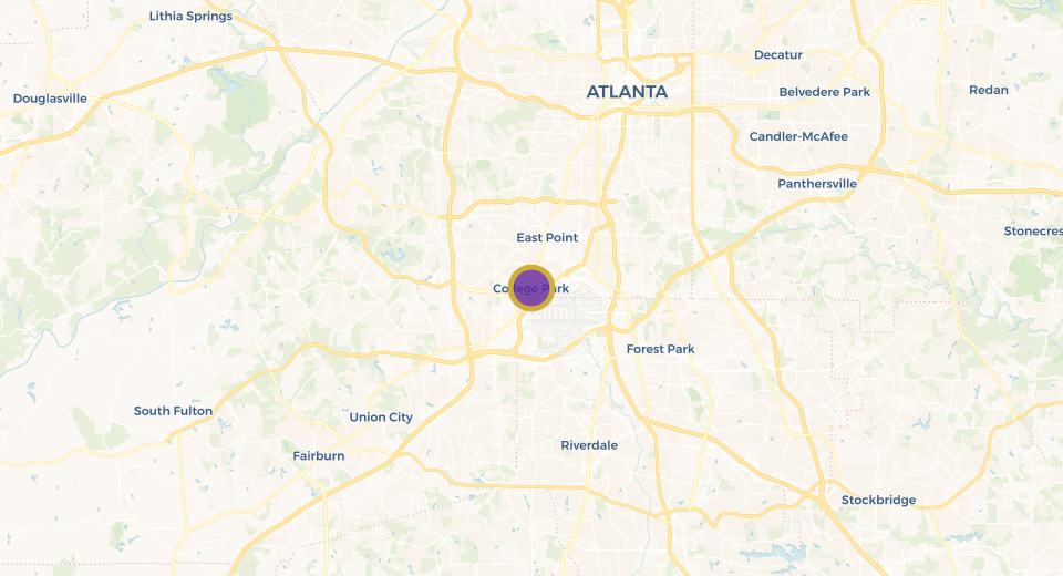 Map of PUTS service area in College Park, Georgia